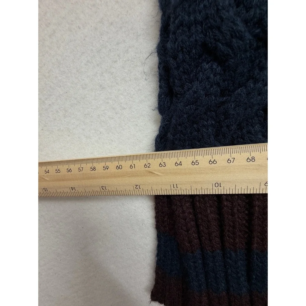 William Rast Navy Blue Burgundy 3D Cable Knit Scarf One Size Chunky